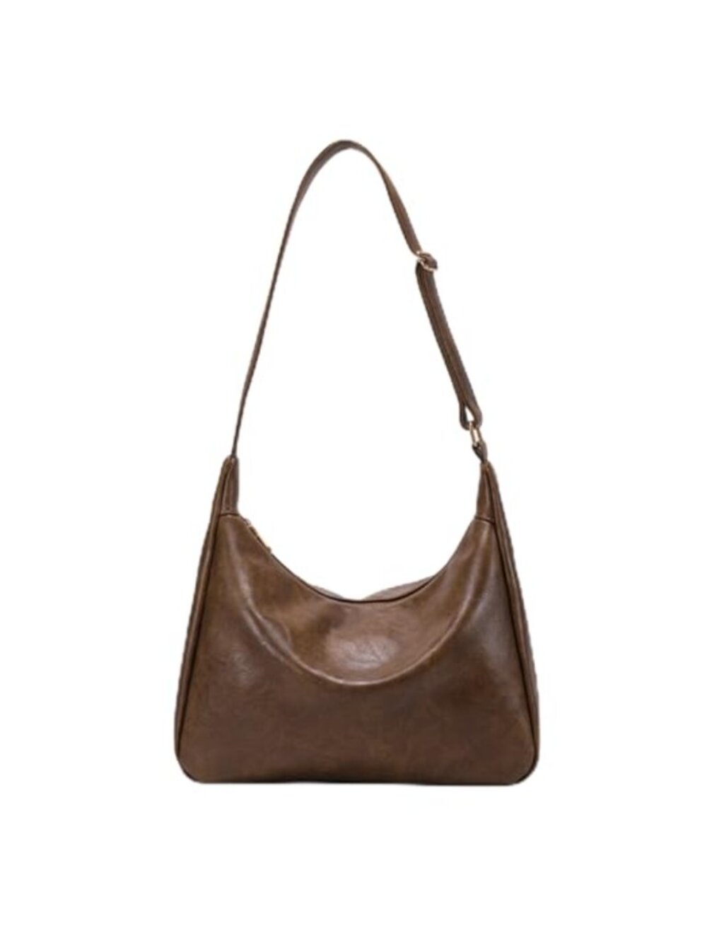 Foldable Vegan Leather Hobo Crossbody Bag, Slouchy Shoulder Handbag